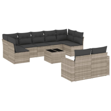vidaXL 10 részes világosszürke polyrattan kerti ülőgarnitúra párnákkal (3219422) kerti bútor