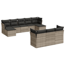 vidaXL 10 részes világosszürke polyrattan kerti ülőgarnitúra párnákkal (3250171) kerti bútor