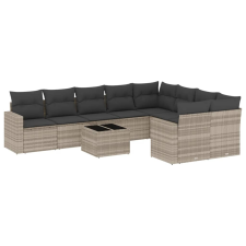 vidaXL 10 részes világosszürke polyrattan kerti ülőgarnitúra párnákkal (3251789) kerti bútor