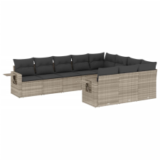 vidaXL 10 részes világosszürke polyrattan kerti ülőgarnitúra párnákkal (3253029) kerti bútor
