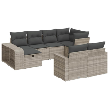 vidaXL 10 részes világosszürke polyrattan kerti ülőgarnitúra párnákkal (3326066) kerti bútor