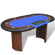 vidaXL 10 személyes pókerasztal kártyaosztó résszel és zseton tálcával kék kártyajáték