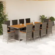 vidaXL 11 darabos kerti bútorgarnitúra párnákkal, szürke PE rattan kerti bútor
