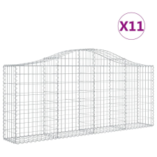 vidaXL 11 db íves horganyzott vas gabion kosár 200x30x80/100 cm (3145418) kerti tárolás