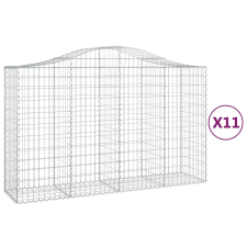 vidaXL 11 db íves horganyzott vas gabion kosár 200x50x120/140 cm (3145670) kerti tárolás