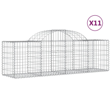 vidaXL 11 db íves horganyzott vas gabion kosár 200x50x60/80 cm (3146287) kerti tárolás