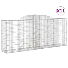 vidaXL 11 db íves horganyzott vas gabion kosár 300x50x120/140 cm (3146728) kerti tárolás
