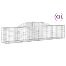 vidaXL 11 db íves horganyzott vas gabion kosár 300x50x60/80 cm (3146674) kerti tárolás