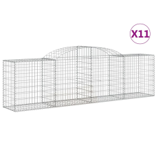 vidaXL 11 db íves horganyzott vas gabion kosár 300x50x80/100 cm (3146692) kerti tárolás