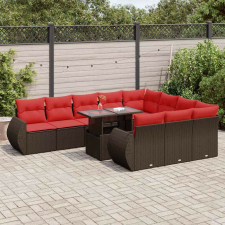 vidaXL 11 részes barna polyrattan akácfa kerti ülőgarnitúra párnákkal kerti bútor