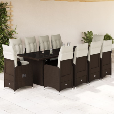 vidaXL 11 részes barna polyrattan kerti bisztrógarnitúra párnákkal kerti bútor