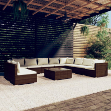 vidaXL 11 részes barna polyrattan kerti ülőgarnitúra párnákkal kerti bútor