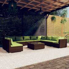 vidaXL 11 részes barna polyrattan kerti ülőgarnitúra párnákkal kerti bútor