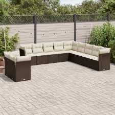 vidaXL 11 részes barna polyrattan kerti ülőgarnitúra párnákkal kerti bútor