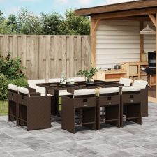 vidaXL 11 részes barna polyrattan kerti ülőgarnitúra párnákkal kerti bútor