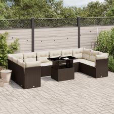 vidaXL 11 részes barna polyrattan kerti ülőgarnitúra párnákkal kerti bútor