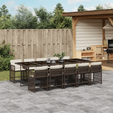 vidaXL 11 részes barna polyrattan kerti ülőgarnitúra párnákkal kerti bútor