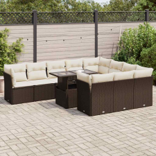 vidaXL 11 részes barna polyrattan kerti ülőgarnitúra párnákkal kerti bútor
