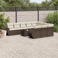 vidaXL 11 részes barna polyrattan kerti ülőgarnitúra párnákkal kerti bútor