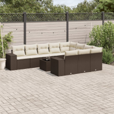 vidaXL 11 részes barna polyrattan kerti ülőgarnitúra párnákkal kerti bútor