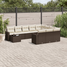 vidaXL 11 részes barna polyrattan kerti ülőgarnitúra párnákkal kerti bútor
