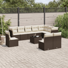 vidaXL 11 részes barna polyrattan kerti ülőgarnitúra párnákkal kerti bútor