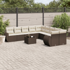 vidaXL 11 részes barna polyrattan kerti ülőgarnitúra párnákkal kerti bútor