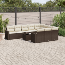 vidaXL 11 részes barna polyrattan kerti ülőgarnitúra párnákkal kerti bútor