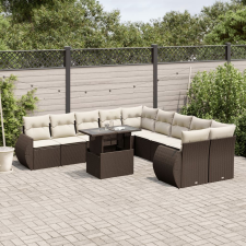 vidaXL 11 részes barna polyrattan kerti ülőgarnitúra párnákkal kerti bútor