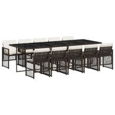 vidaXL 11 részes barna polyrattan kerti ülőgarnitúra párnákkal (3210753) kerti bútor