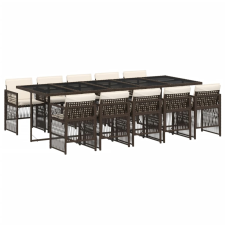 vidaXL 11 részes barna polyrattan kerti ülőgarnitúra párnákkal (3210933) kerti bútor
