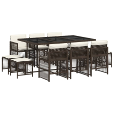 vidaXL 11 részes barna polyrattan kerti ülőgarnitúra párnákkal (3210969) kerti bútor