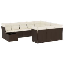vidaXL 11 részes barna polyrattan kerti ülőgarnitúra párnákkal (3218263) kerti bútor