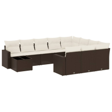 vidaXL 11 részes barna polyrattan kerti ülőgarnitúra párnákkal (3219523) kerti bútor