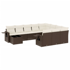 vidaXL 11 részes barna polyrattan kerti ülőgarnitúra párnákkal (3220732) kerti bútor