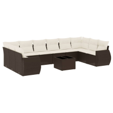 vidaXL 11 részes barna polyrattan kerti ülőgarnitúra párnákkal (3221882) kerti bútor