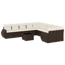 vidaXL 11 részes barna polyrattan kerti ülőgarnitúra párnákkal (3221922) kerti bútor