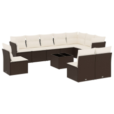 vidaXL 11 részes barna polyrattan kerti ülőgarnitúra párnákkal (3249652) kerti bútor