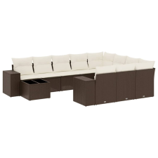 vidaXL 11 részes barna polyrattan kerti ülőgarnitúra párnákkal (3255470) kerti bútor