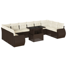 vidaXL 11 részes barna polyrattan kerti ülőgarnitúra párnákkal (3268783) kerti bútor