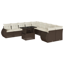 vidaXL 11 részes barna polyrattan kerti ülőgarnitúra párnákkal (3268803) kerti bútor