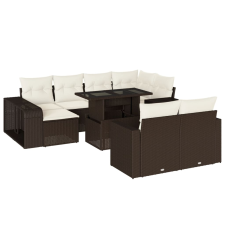 vidaXL 11 részes barna polyrattan kerti ülőgarnitúra párnákkal (3274586) kerti bútor