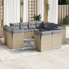 vidaXL 11 részes bézs polyrattan kerti ülőgarnitúra párnákkal kerti bútor