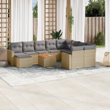 vidaXL 11 részes bézs polyrattan kerti ülőgarnitúra párnákkal kerti bútor