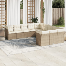 vidaXL 11 részes bézs polyrattan kerti ülőgarnitúra párnákkal kerti bútor