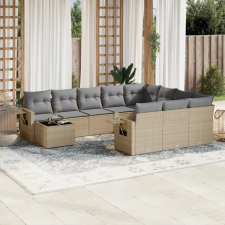 vidaXL 11 részes bézs polyrattan kerti ülőgarnitúra párnákkal kerti bútor