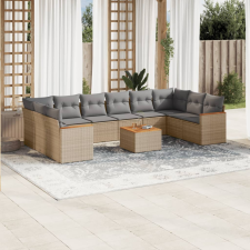 vidaXL 11 részes bézs polyrattan kerti ülőgarnitúra párnákkal kerti bútor