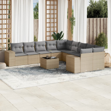 vidaXL 11 részes bézs polyrattan kerti ülőgarnitúra párnákkal kerti bútor