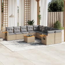 vidaXL 11 részes bézs polyrattan kerti ülőgarnitúra párnákkal kerti bútor