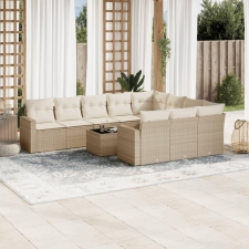 vidaXL 11 részes bézs polyrattan kerti ülőgarnitúra párnákkal kerti bútor